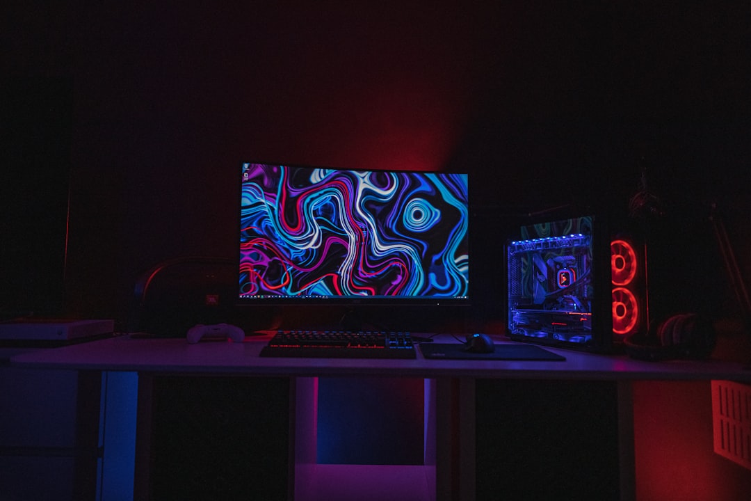 Gaming setup with colorful backlight